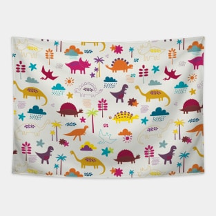 Dinosaur land - sunshine brights, cute Dino pattern by Cecca Designs Tapestry