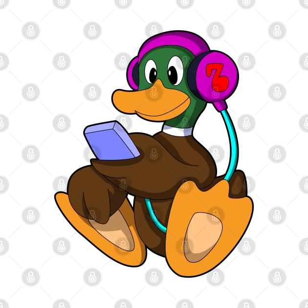 Duck with Phone & Headphone by Markus Schnabel