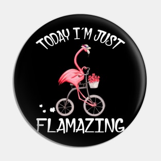 Today I_m Just Flamazing T-Shirt Amazing Flamingo Bicycle Lover Pin