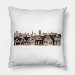 Postcard Row B+W Pillow