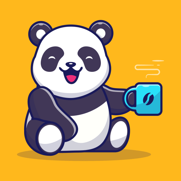 Cute Panda Holding Cup of Coffee by Catalyst Labs