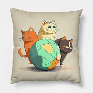 3 Cats and a Ball Pillow