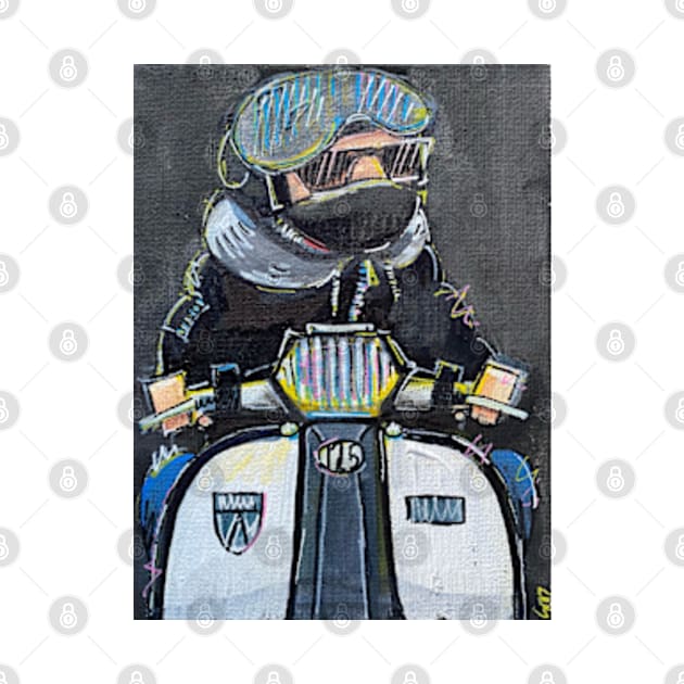 Retro Scooter, Classic Scooter, Scooterist, Scootering, Scooter Rider, Mod Art by Scooter Portraits