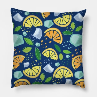 Orange lemon mint and ice pattern Pillow