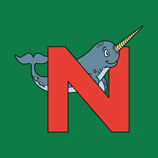 Letter N with Narwhal by BoombasticArt