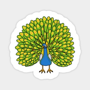 Fun bright peacock bird illustration Magnet