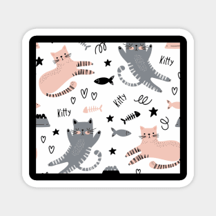 Pattern cute cats lover Magnet