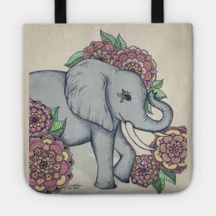 Little Elephant in soft vintage pastels Tote