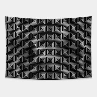 Black and Silver Foil Vintage Art Deco Key Pattern Tapestry