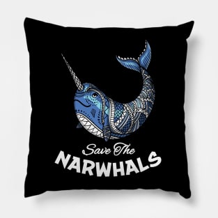 Save The Narwhals Pillow