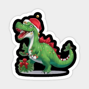 Funny Santa Dinosaur Magnet