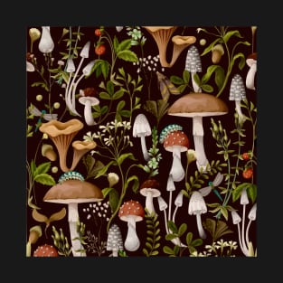 Night Garden with Mushrooms and Insects T-Shirt