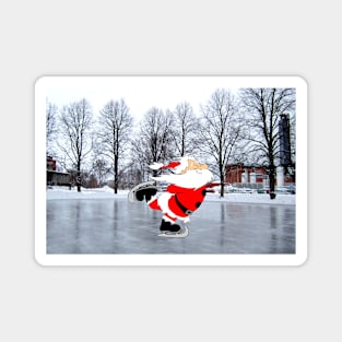 Iceskating Santa Magnet