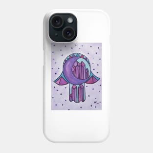 Amethyst Moon Hamsa by Harriette Knight Phone Case