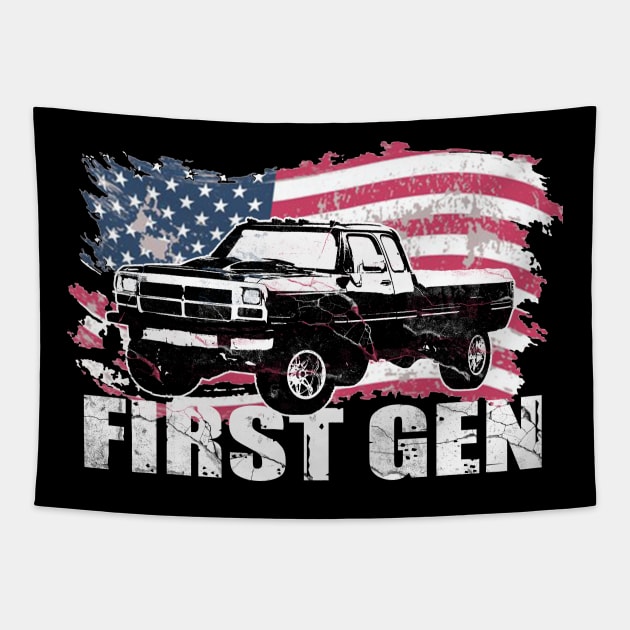 First Gen cummins Dodge ram truck Squarebody First generation Truck Classic American 1st gen Pickup Tapestry by JayD World