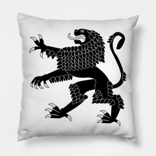 Heraldic Rampant Lion (Black) Pillow