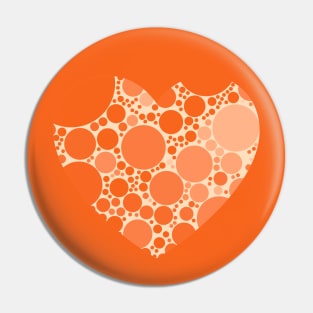 Warm Orange Polka Dots Heart Pin