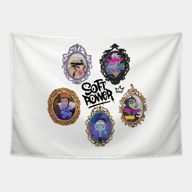 Soft Power! Evil Queens Cartoon Tapestry by OrangeSdrew