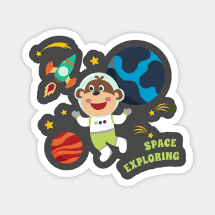 Space monkey or astronaut in a space suit with cartoon style Magnet