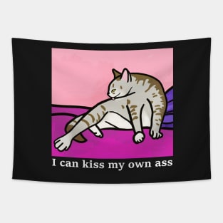 I can kiss my own ass, cat is cleaning itself Tapestry