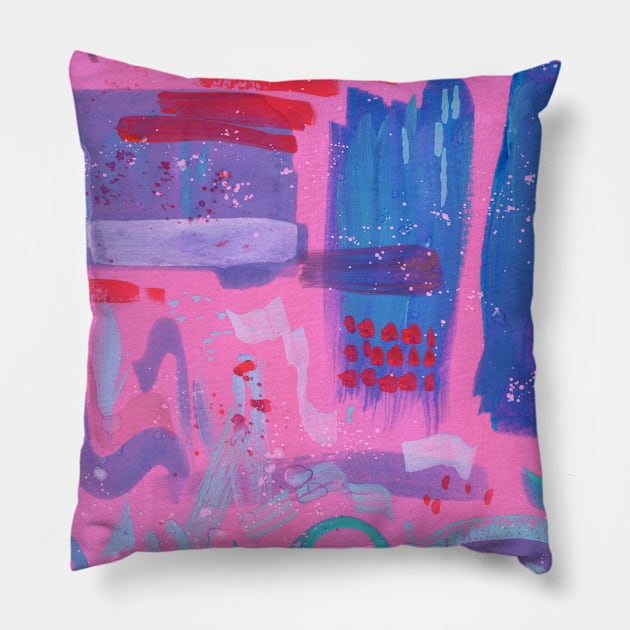 Pretty Pink Abstract Pillow by Colzo Art