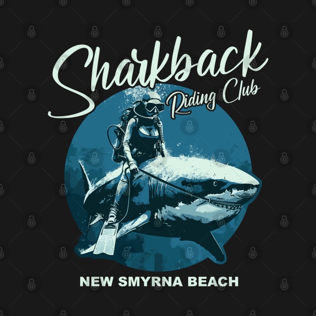 Sharkback Riding Club New Smyrna Beach Funny Shark by Apocatnipse Meow