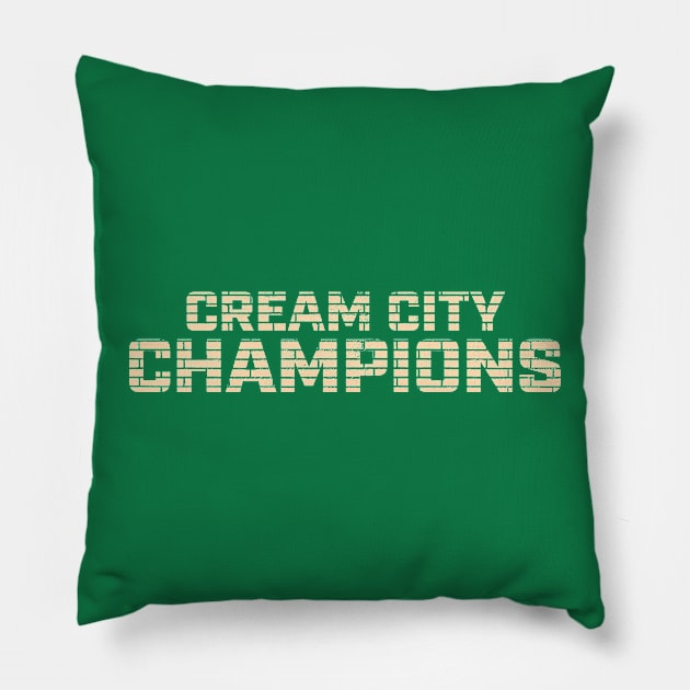 Milwaukee 'Cream City Champions' Sports Fan T-Shirt: Celebrate Your City with a Bold Cream Brick Design! Pillow by CC0hort