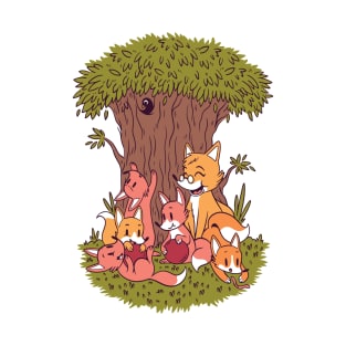 cute fox family awesome animal gift T-Shirt