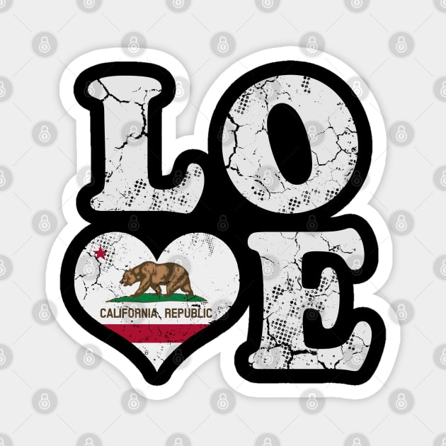 Love California Republic Flag Vintage Distressed Magnet by E