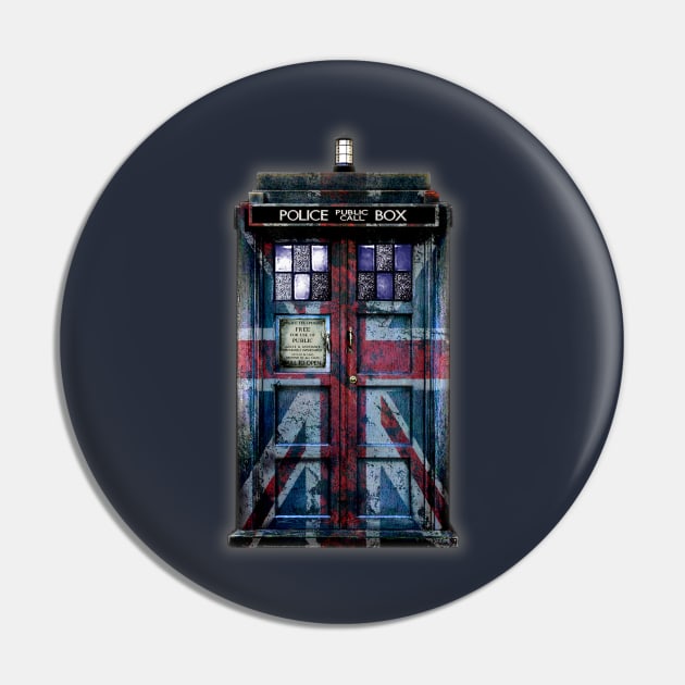 Blue Phone Booth with rustic british flag paint Pin by Dezigner007