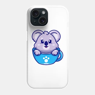 Cute koala on cup coffee cartoon Phone Case