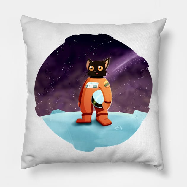 Ground Control to Major Tom Cat Pillow by 📼Creepe💀Paper🕶️