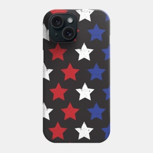 Stars Blue Red White On Black Phone Case