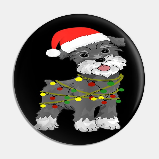 Cute Schnauzer Santa Hat Christmas Dog Gift Pin by Barnard