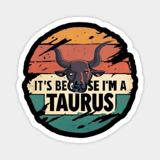 Taurus Sunset Escapade: Retro Zodiac Adventure Magnet