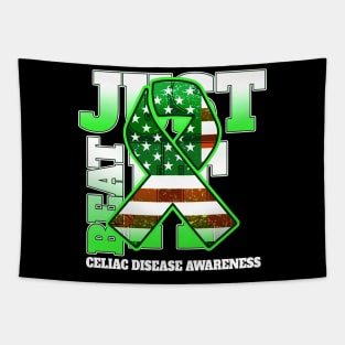 Just Beat It Celiac Disease Awareness American Flag Tapestry