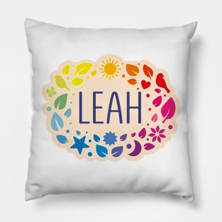 Leah name with colorful leaves Pillow