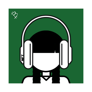 Minimal Gothic Girl Wearing Headphones T-Shirt