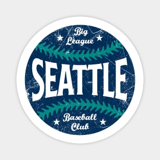 Seattle Retro Big League Baseball - White Magnet