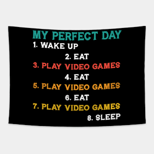 My Perfect Day Gamer Vintage Tapestry