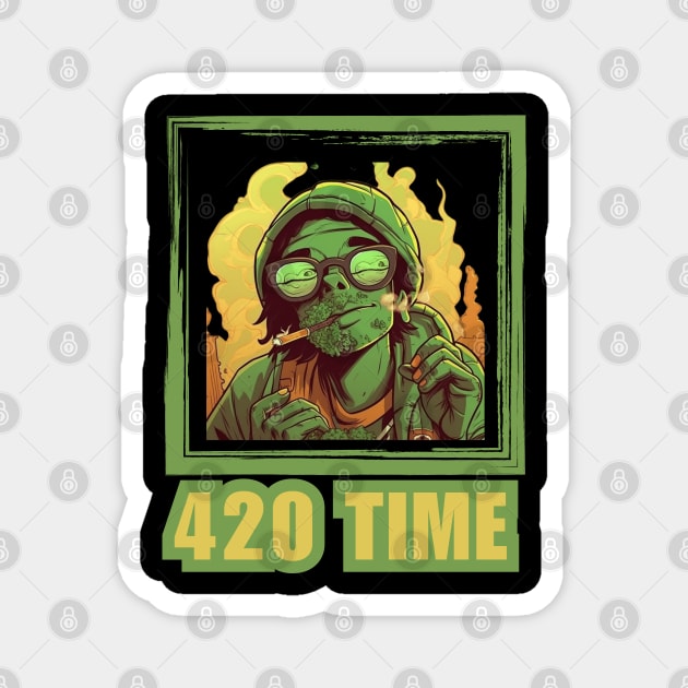 420  Time Stoned Geek Magnet by FrogandFog