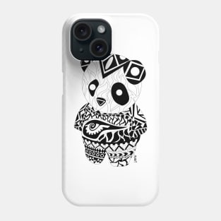 mexican panda kawaii bear in ecopop totonac patterns art Phone Case