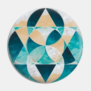 Geometric collage of beach oil painting Pin