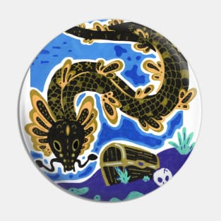 Sea Serpent Dragon Swimming in the Ocean Pin