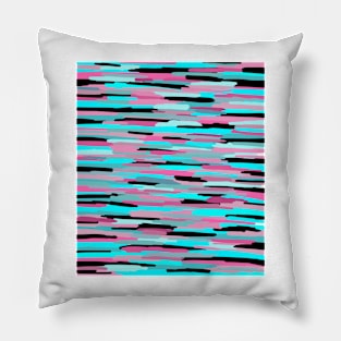 Rain Puddles Abstract in Pink, Blue, and Black Pillow