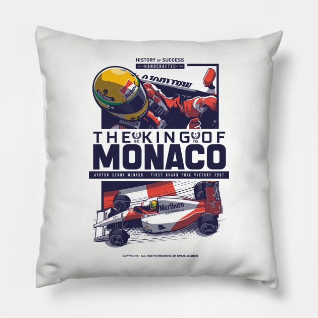 F1 The King of Monaco Pillow by EvanDeCiren