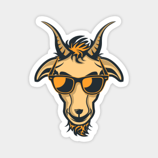 Goat with Glasses - Orange Drawing Illustrattion Magnet