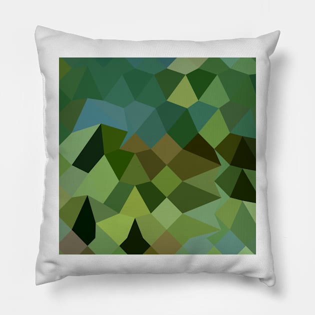 Dark Spring Green Abstract Low Polygon Background Pillow by retrovectors