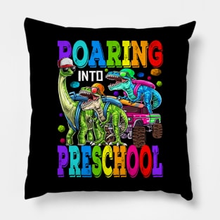 Roaring Into Preschool Monster Truck Dinosaur T Rex Pillow