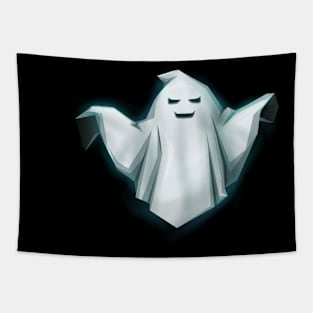 Spooky ghost cartoon white glowing transparent Tapestry